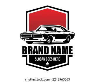 vector illustration 1970s dodge charger car logo isolated on white background side view. best for the car industry. available in eps 10.