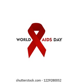 
vector illustration, 1st December World Aids Day concept with text and red ribbon of aids awareness.