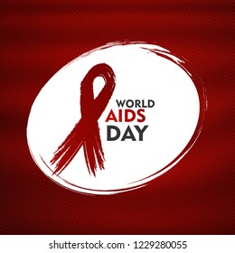 
vector illustration, 1st December World Aids Day concept with text and red ribbon of aids awareness.