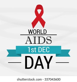 Vector illustration of 1st December World Aids Day concept with text and red ribbon of aids awareness.