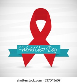 Vector illustration of 1st December World Aids Day concept with text and red ribbon of aids awareness.