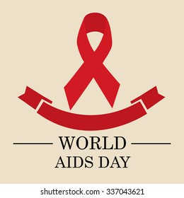 Vector illustration of 1st December World Aids Day concept with text and red ribbon of aids awareness.