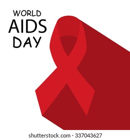 Vector illustration of 1st December World Aids Day concept with text and red ribbon of aids awareness.