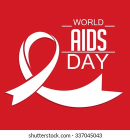 Vector illustration of 1st December World Aids Day concept with text and red ribbon of aids awareness.