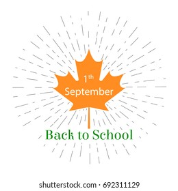 Vector illustration 1st September Day, back to school lettering. Design template for poster, banner, flayer, greeting,invitation card.Independence day cards.