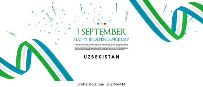 vector illustration of 1st September Uzbekistan Happy Independence Day. Web header or banner design with stylish text 1st September and Abstract ornament Background.