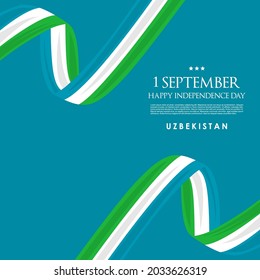 vector illustration of 1st September Uzbekistan Happy Independence Day. Web header or banner design with stylish text 1st September and Abstract ornament Background.
