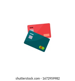 Ilustración vectorial con 2 tarjetas bancarias en estilo caricatura. Tarjetas de crédito para viajes. Pagos inexorables