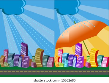 vector illustration 2 city views