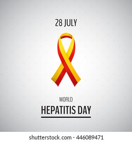Vector illustration with 2 color ribbon on light background. 28 July World Hepatitis Day