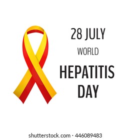 Vector illustration with 2 color ribbon on light background. 28 July World Hepatitis Day