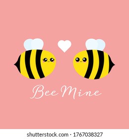 Vector illustration of 2 cute bees. Bee Mine. svg