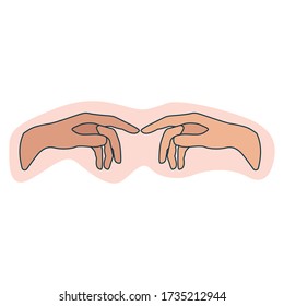 vector illustration 2 hands touching each other