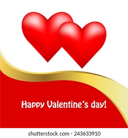 Vector illustration of 2 hearts on a white - red background.