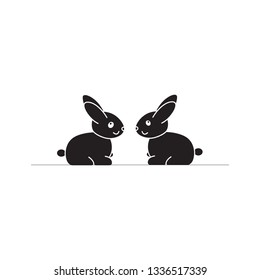 Vector Illustration 2 Rabbit Solid Style - Vector