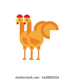Vector illustration of 2 roaster farm animal in simple geometric shape. It can be good as design element of farm re