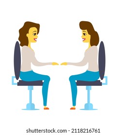 ilustración vectorial de 2 mujeres hablando de fondo blanco