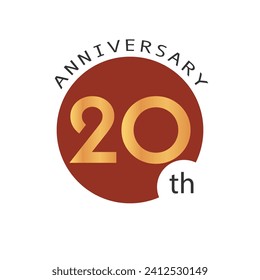Vector illustration 20 Anniversary logo in a red circle on a white background with a gradient number