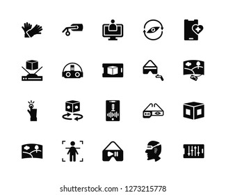 Vector Illustration Of 20 Icons. Editable Pack Gloves, Face, Vr, Body, Panorama, Healthcare, Voice control, Tap, Virtual reality, Assistant
