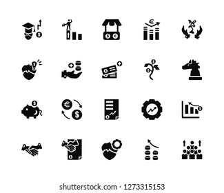 Vector Illustration Of 20 Icons. Editable Pack Education, Profits, Productivity, Deal, Handshake, Sprout, Growth, Invoice, Savings, Market
