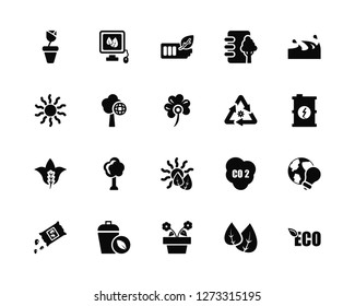 Vector Illustration Of 20 Icons. Editable Pack Flower, Leaves, Sprout, Eco, Seeds, Water, Recycle, Leaf, Worldwide, Battery