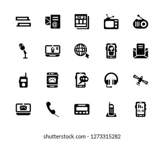Vector Illustration Of 20 Icons. Editable Pack Chat, Phone, Pager, Phone Call, Mail, Radio, Video call, Mobile Walkie Talkie, Newspaper