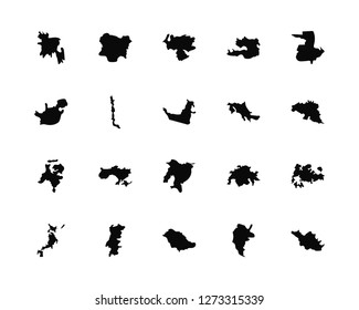 Vector Illustration Of 20 Icons. Editable Pack Bangladesh map, Argentina Saudi Arabia Portugal Japan Guatemala Costa Rica Ecuador Netherlands Chile map