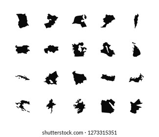 Vector Illustration Of 20 Icons. Editable Pack Ghana map, Egypt Ireland Myanmar Croatia Israel Iraq Bolivia Cuba Kazakhstan Kuwait map