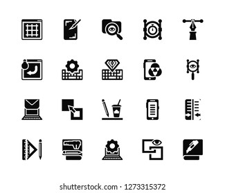 Vector Illustration Of 20 Icons. Editable Pack De, Square, Laptop, , Graphic tool, Smartphone, Coffee, Keyboard, Folder