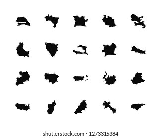 Vector Illustration Of 20 Icons. Editable Pack Senegal map, Laos Lebanon Madagascar United States Martinique Ivory Coast Puerto Rico map