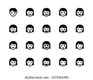 Vector Illustration Of 20 Icons. Editable Pack Bully, Joyful, Smile, Sceptic, Angry, Laughing, Winking, In love, Sad, Secret, Desperate
