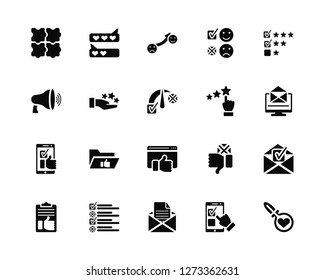Vector Illustration Of 20 Icons. Editable Pack Puzzle, Feedback, Email, Clipboard, Rating, Like, Favorite, Rating