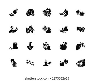 Vector Illustration Of 20 Icons. Editable Pack Pear, Tomato, Lemon, Parsley, Pineapple, Pepper, Chili, Strawberry, Potatoes, Papaya, Cabbage