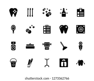 Vector Illustration Of 20 Icons. Editable Pack Tooth, Scale, Rack, Nail clippers, Bucket, Dentist, Towel, Toilet, Bubbles, Bubbles