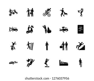 Vector Illustration Of 20 Icons. Editable Pack Accident, Hospitalization, Fall Car car Hand accident