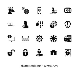 Vector Illustration Of 20 Icons. Editable Pack Laptop, House, Security, Padlock, Browser, Internet, Settings, Computer, User, Smartphone