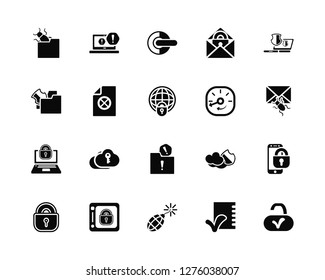 Vector Illustration Of 20 Icons. Editable Pack File, Folder, Bomb, Browser, Smartphone, Laptop, Searching for Virus, Help