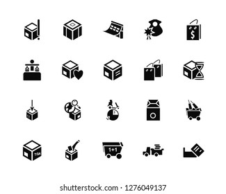 Vector Illustration Of 20 Icons. Editable Pack Delivery, Delivery truck, Shopping cart, Box, bag, Shopping, Add, Calendar