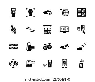 Vector Illustration Of 20 Icons. Editable Pack Atm, Payment method, Cash, Online payment, Exchange, Discount voucher, Money bag, Gold ingot, method