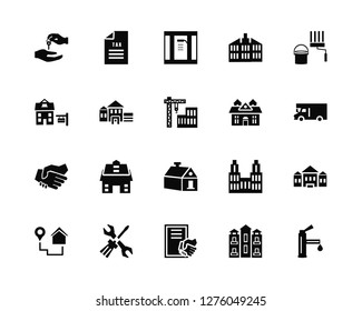 Vector Illustration Of 20 Icons. Editable Pack Mortgage, Apartment, Contract, Maintenance, Location, Paint, House, Deal, Shower