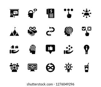Vector Illustration Of 20 Icons. Editable Pack Project, Innovation, Change, Development, Sway, Experience, Purpose, Feedback, Reaction, Partnership, Contract