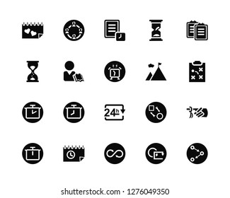 Vector Illustration Of 20 Icons. Editable Pack Date, Loop, Infinite, Event, Chronometer, List, Goal, 24 hours, Study, Document