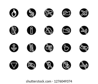 Vector Illustration Of 20 Icons. Editable Pack Fire, No drugs, plug, chatting, Yield, shopping cart, Slope, video, Port, Information, weapons