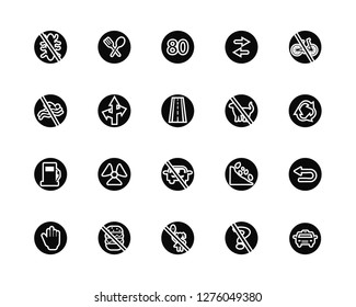 Vector Illustration Of 20 Icons. Editable Pack No virus, doubt, children, fast food, Stop, bicycle, pets, parking, Gas station, Straight, Speed limit