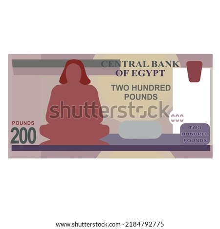 Vector Illustration of 200 Egyptian pound note. Flat Egyptian currency Isolated on white background. editable eps