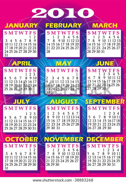 Vector Illustration 10 Calendar All 12 Stock Vector Royalty Free 3868