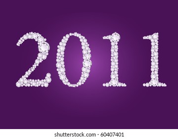 Vector illustration of 2011 year formed from diamonds