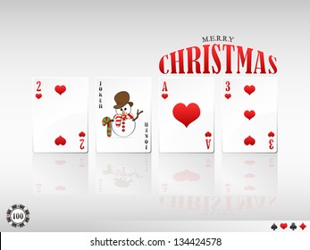 vector illustration of 2013 Merry Christmas greeting in poker design with cards (spades / hearts / clubs / diamonds version available in my portfolio)