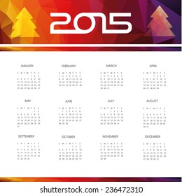 vector illustration 2015 calendar with Christmas trees