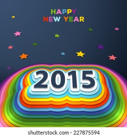 Vector illustration of 2015 colorful paper decor